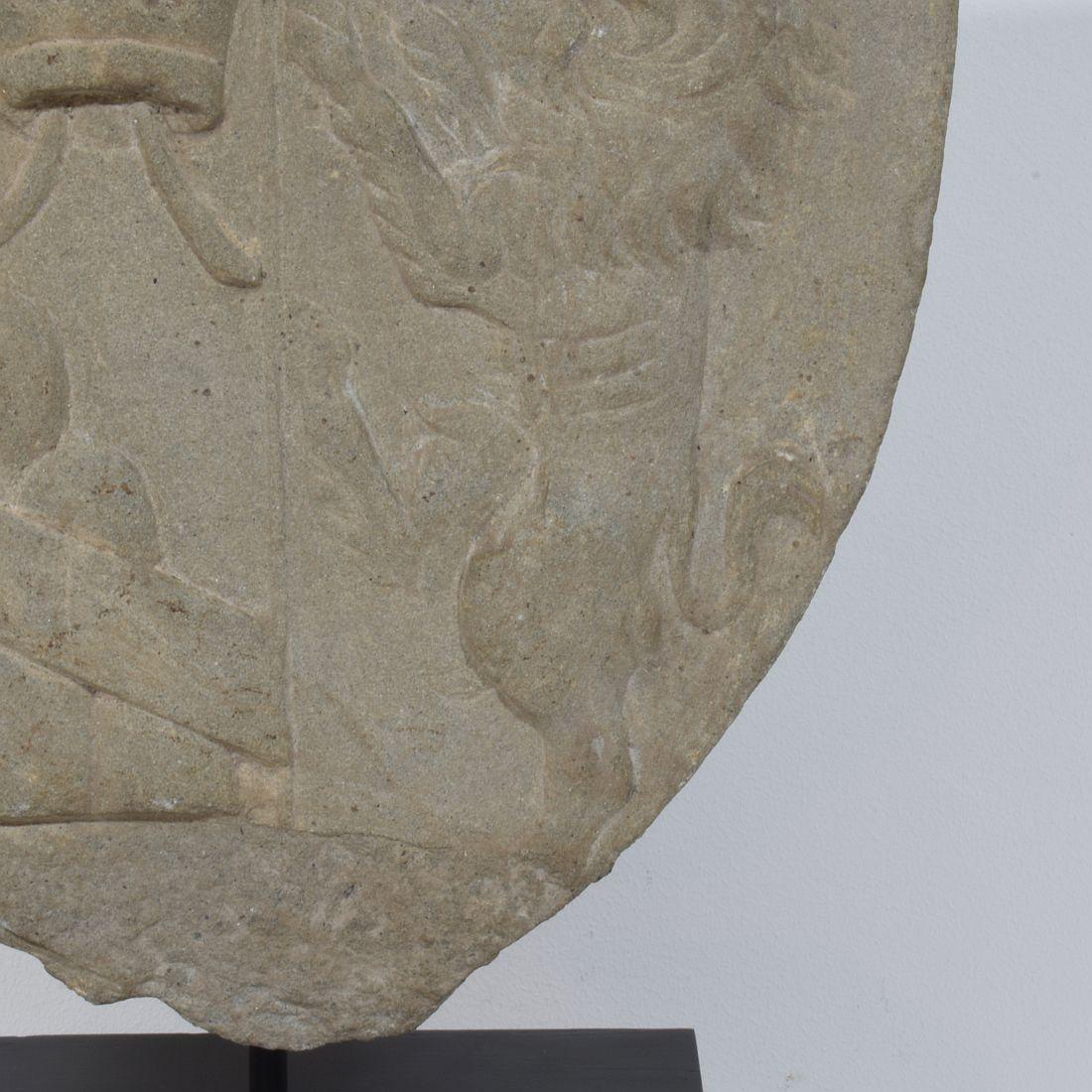 17th / 18th Century Italian Carved Stone Coat of Arms With Unicorn For Sale 8