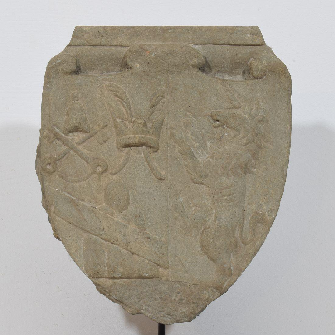 17th / 18th Century Italian Carved Stone Coat of Arms With Unicorn For Sale 1