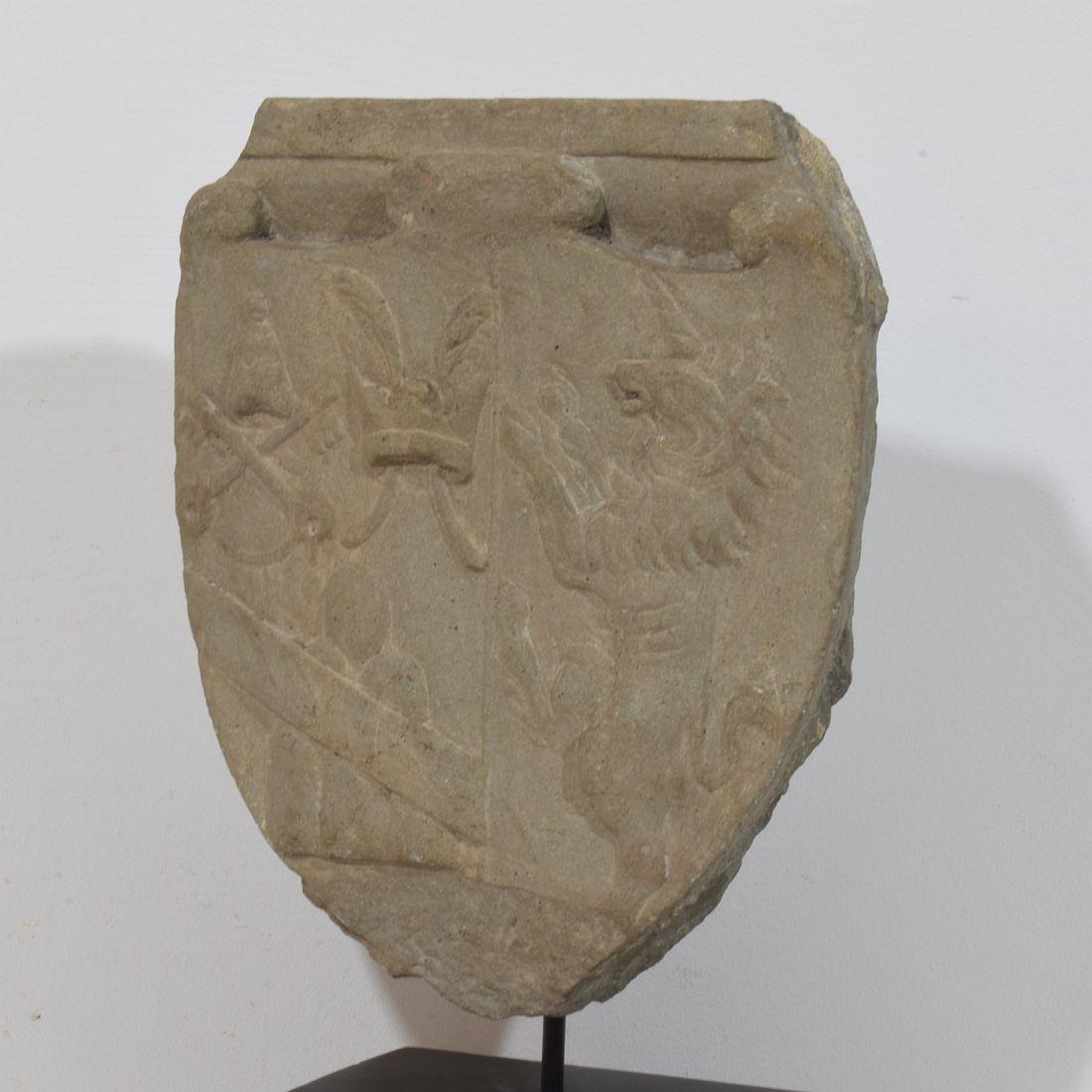 17th / 18th Century Italian Carved Stone Coat of Arms With Unicorn For Sale 2