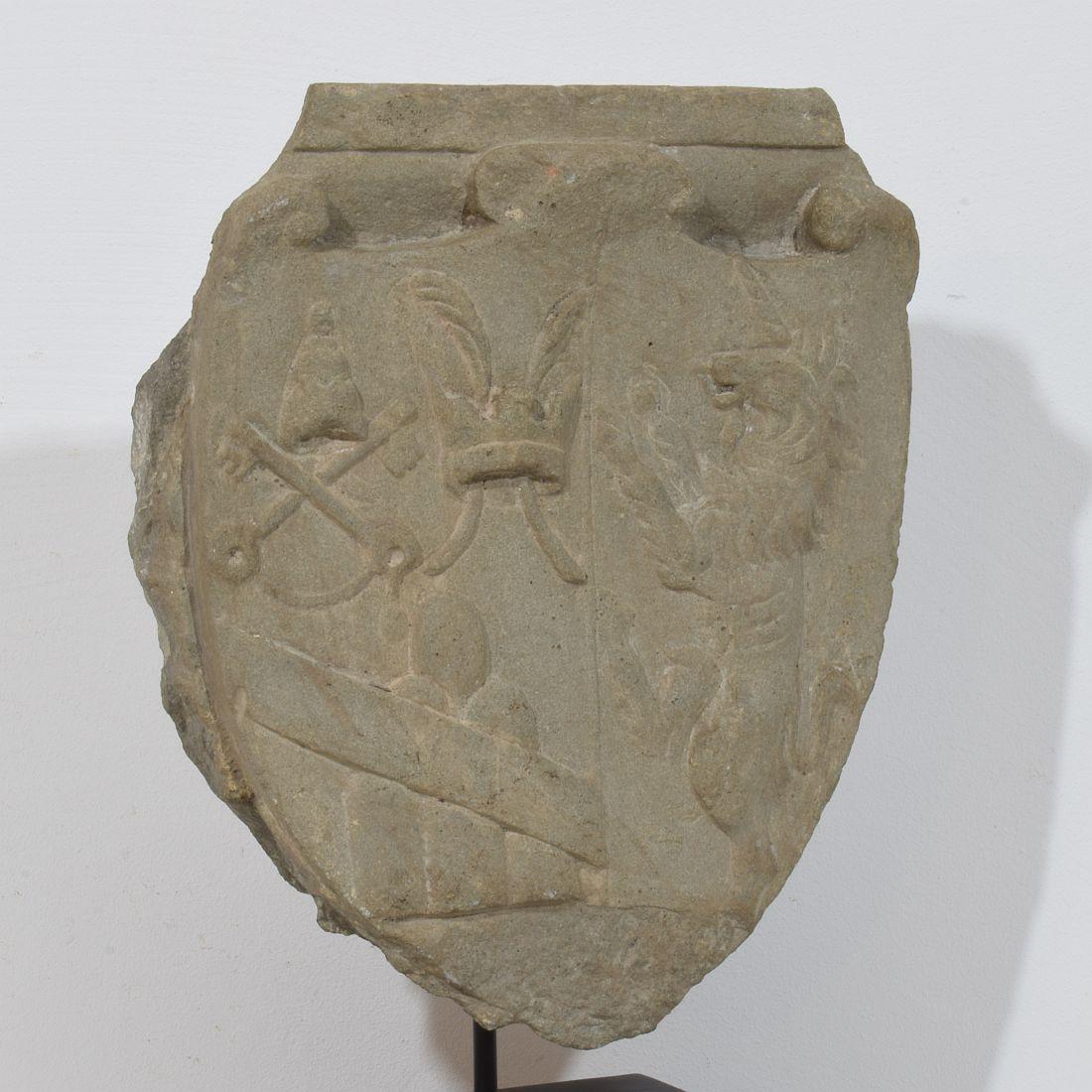 17th / 18th Century Italian Carved Stone Coat of Arms With Unicorn For Sale 3