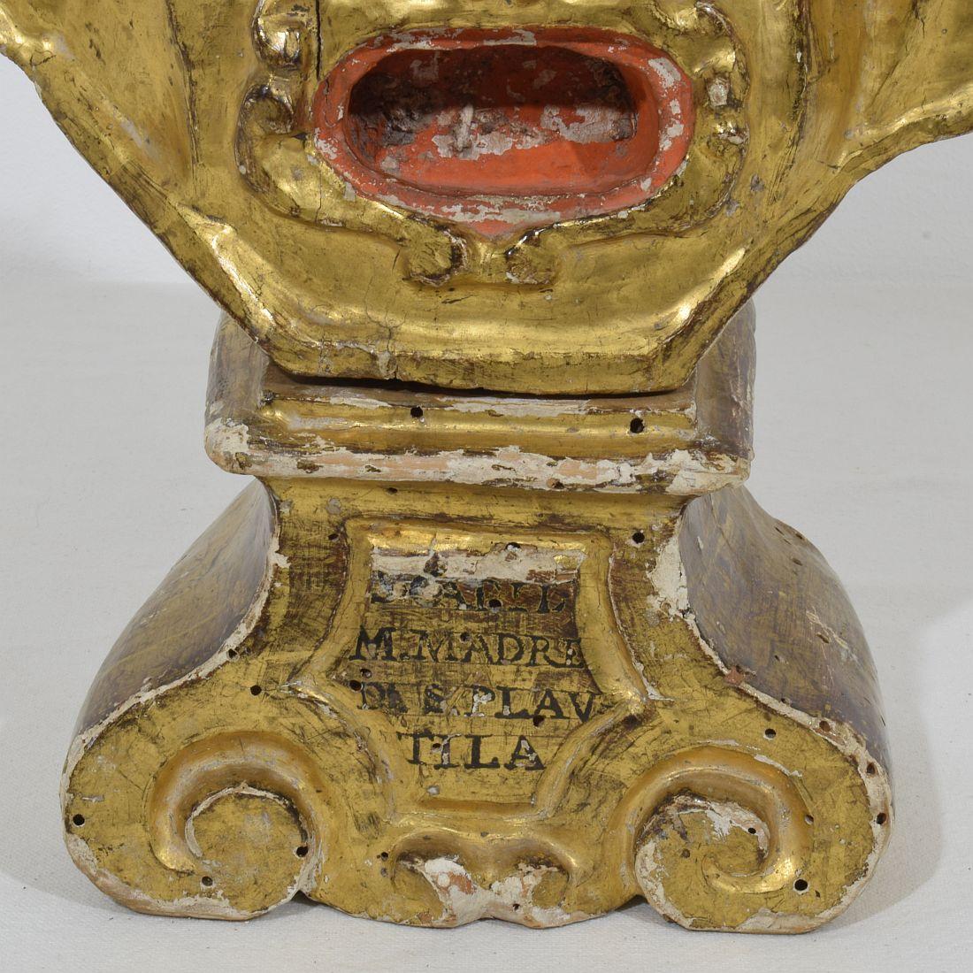 17. bis 18. Jahrhundert Italienische handgeschnitzte Reliquienbüste aus Holz im Angebot 4