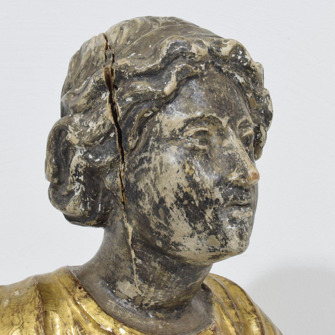 17. bis 18. Jahrhundert Italienische handgeschnitzte Reliquienbüste aus Holz im Angebot 7