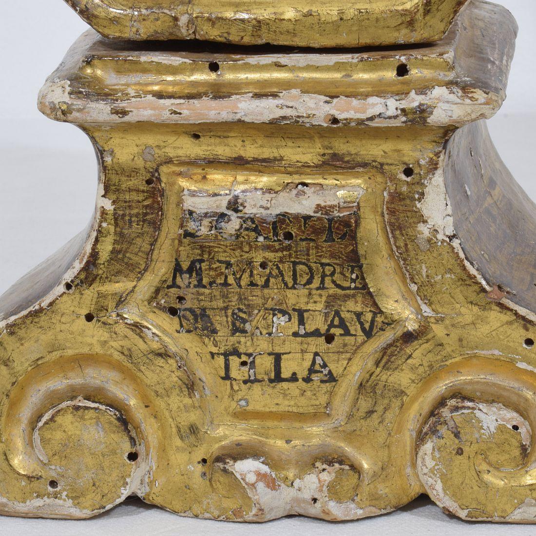 17. bis 18. Jahrhundert Italienische handgeschnitzte Reliquienbüste aus Holz im Angebot 10