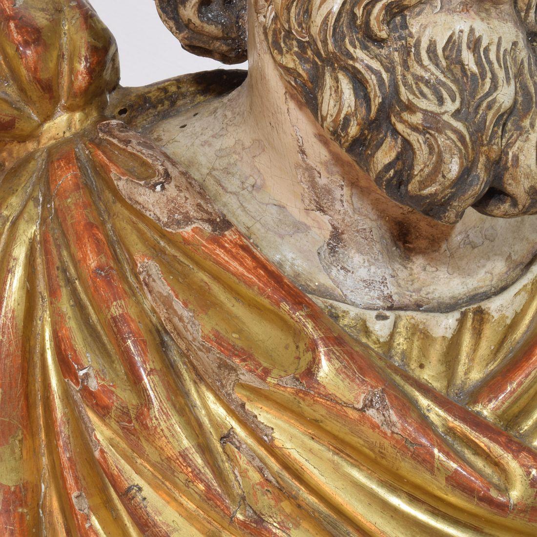 Italienische handgeschnitzte Holzreliquary-Büste eines Heiligen aus dem 17. bis 18. Jahrhundert im Angebot 7