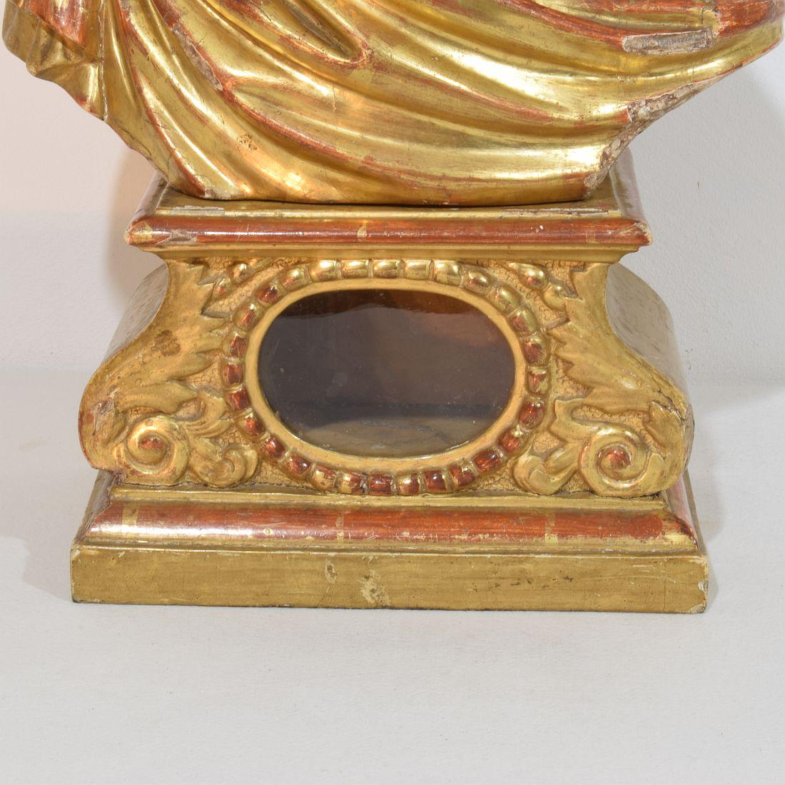 Buste de saint en bois sculpté à la main, Italie 17e-18e siècle en vente 7