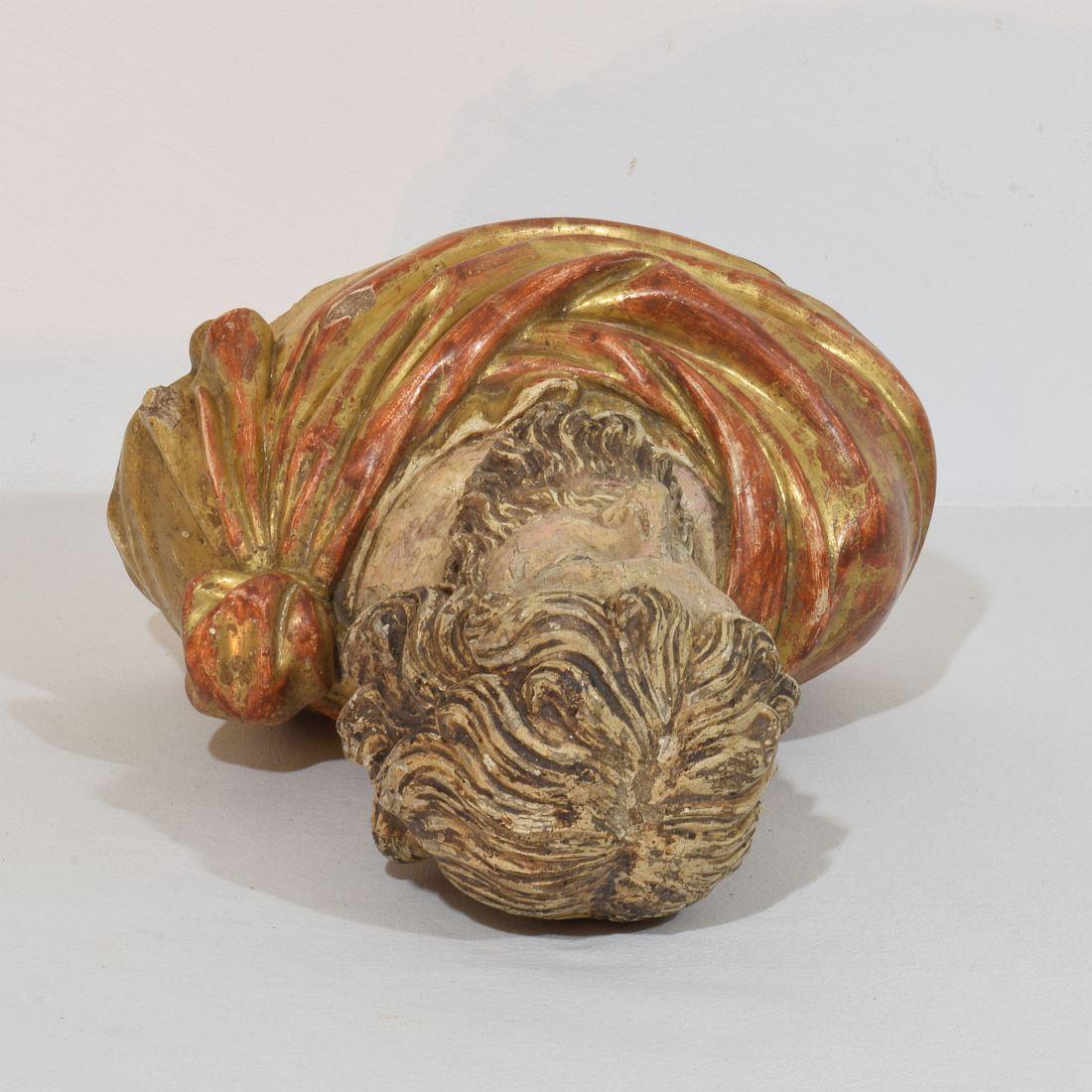 Buste de saint en bois sculpté à la main, Italie 17e-18e siècle en vente 8
