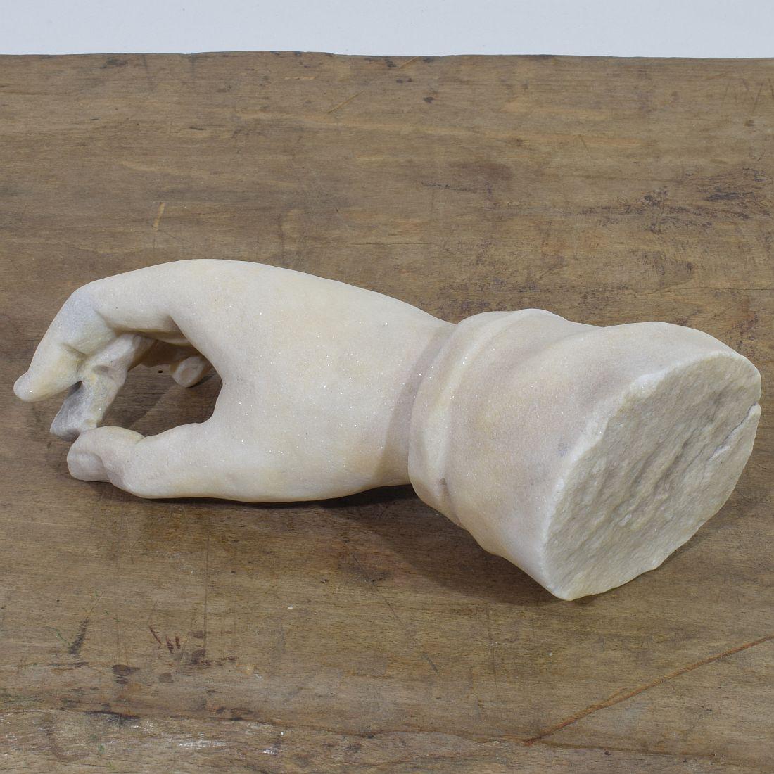 Baroque 17th-18th Century Italian Marble Fragment of a Hand