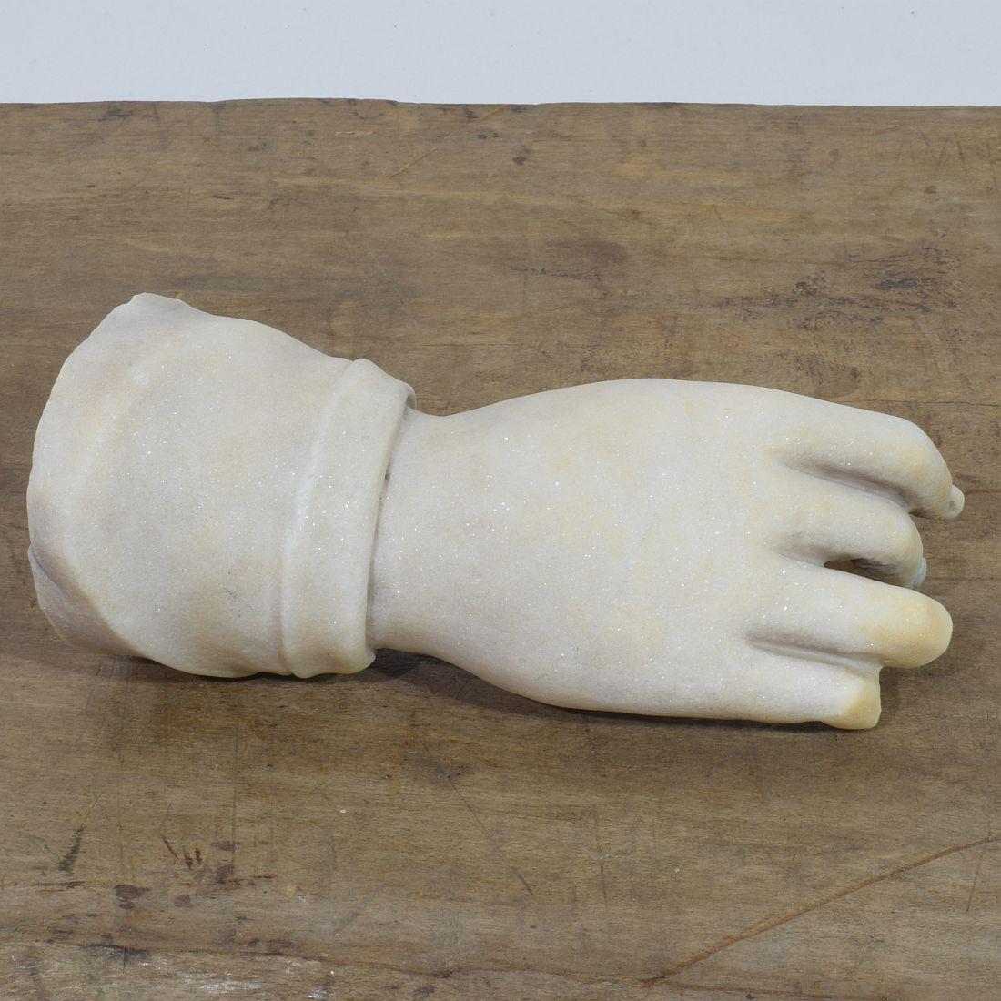 18th Century and Earlier 17th-18th Century Italian Marble Fragment of a Hand