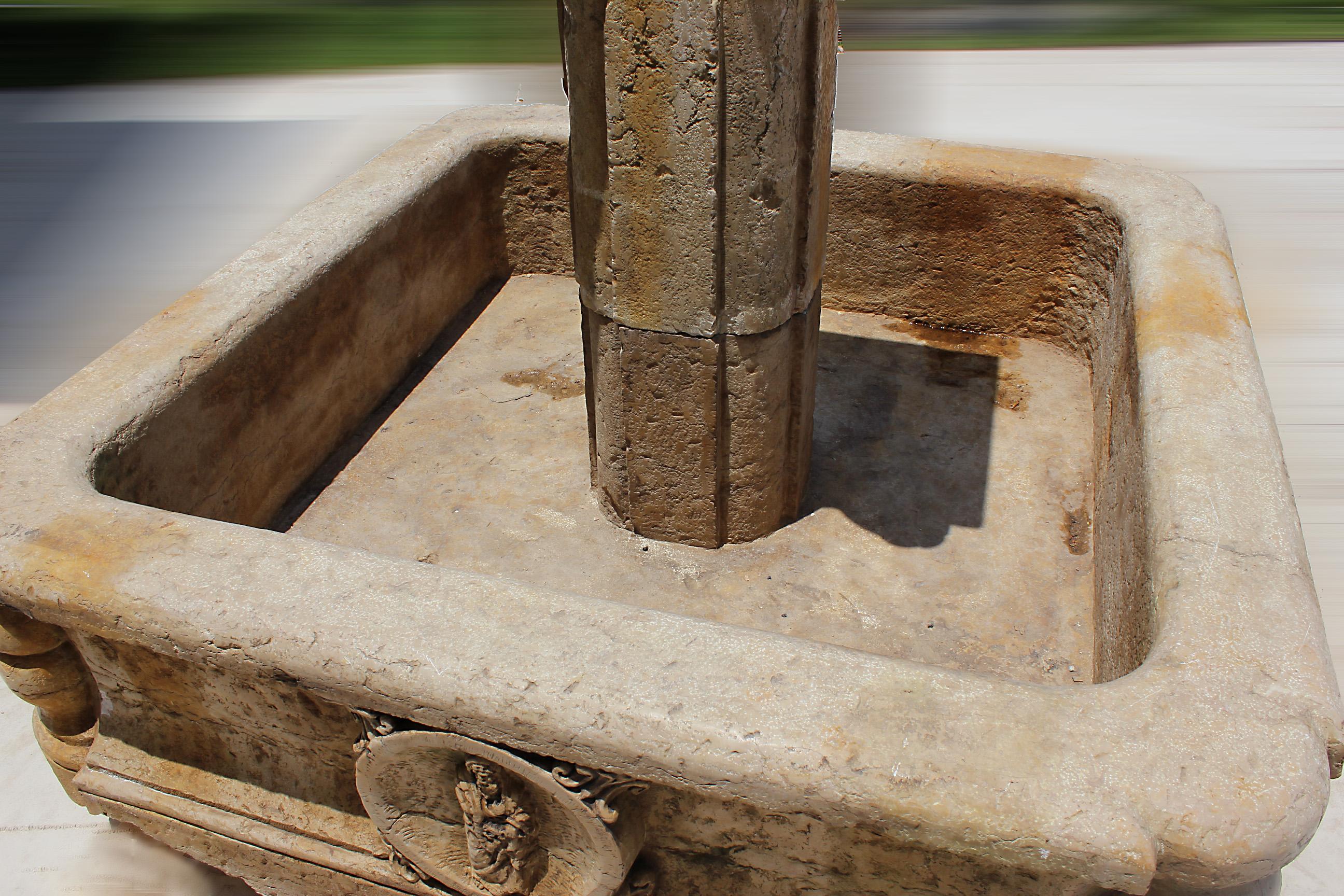 18th Century and Earlier 17th-18th Century Italian Medieval St. Rosso Verona Carved Marble Fountain For Sale