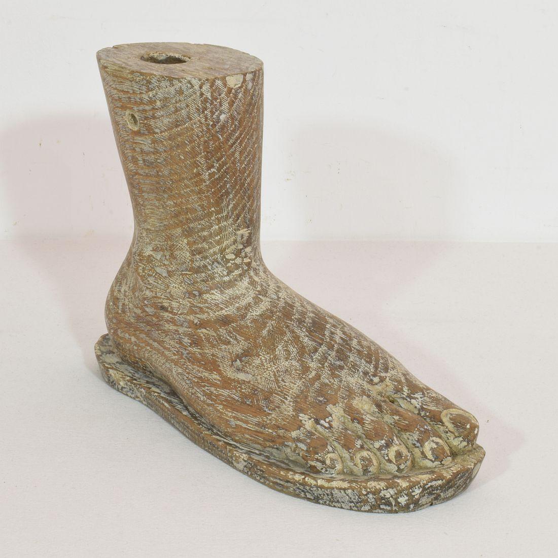 Baroque 17th / 18th Century Italian Wooden Foot of a Santos For Sale