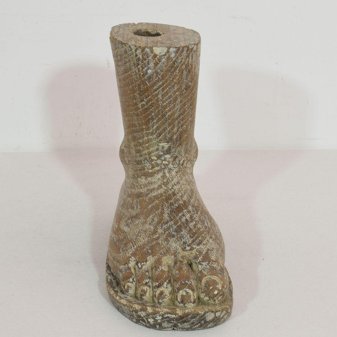 Hand-Carved 17th / 18th Century Italian Wooden Foot of a Santos For Sale