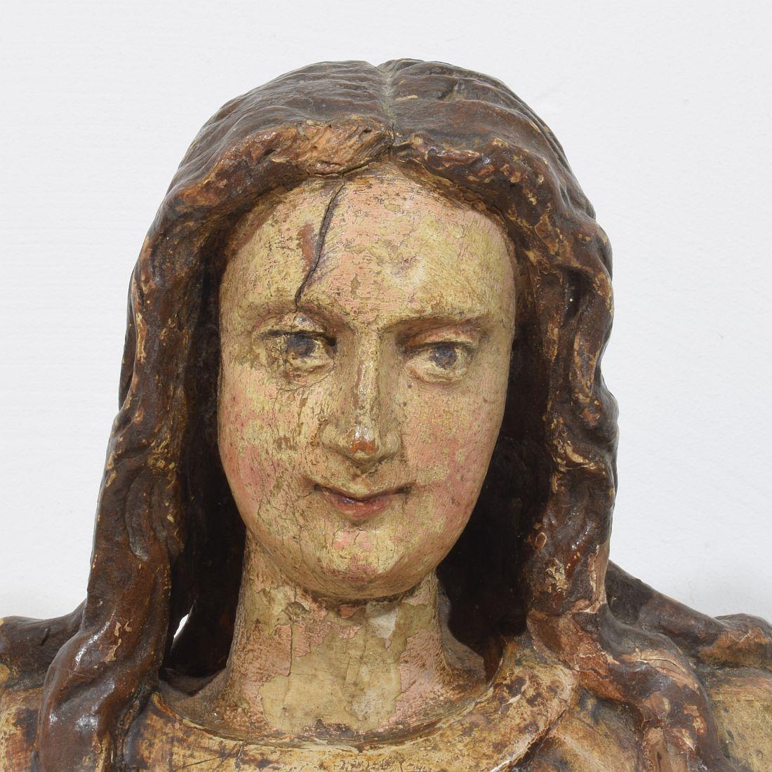 17th-18th Century Italian Wooden Reliquary Bust of a Madonna For Sale 10