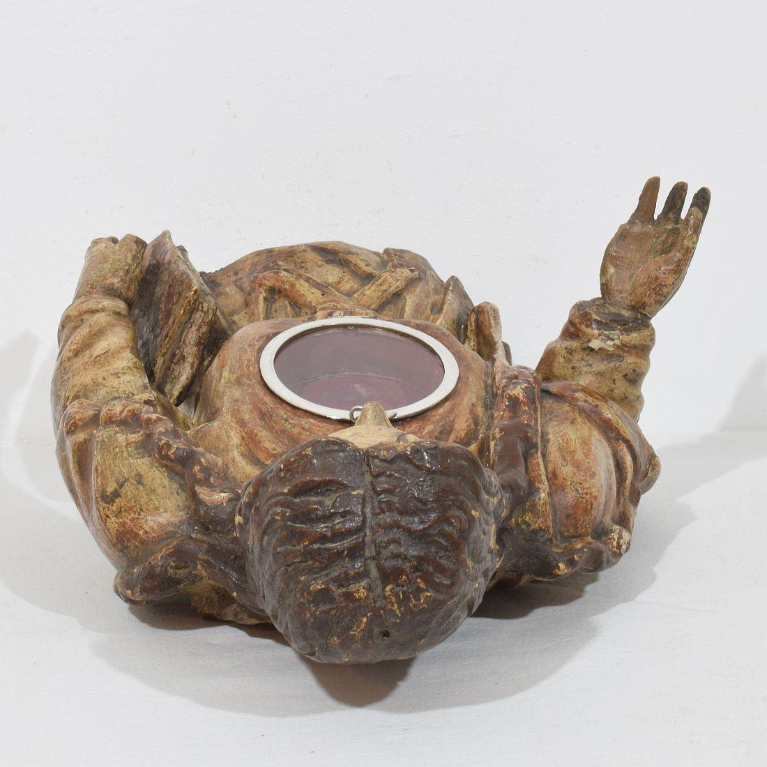 17th-18th Century Italian Wooden Reliquary Bust of a Madonna For Sale 13