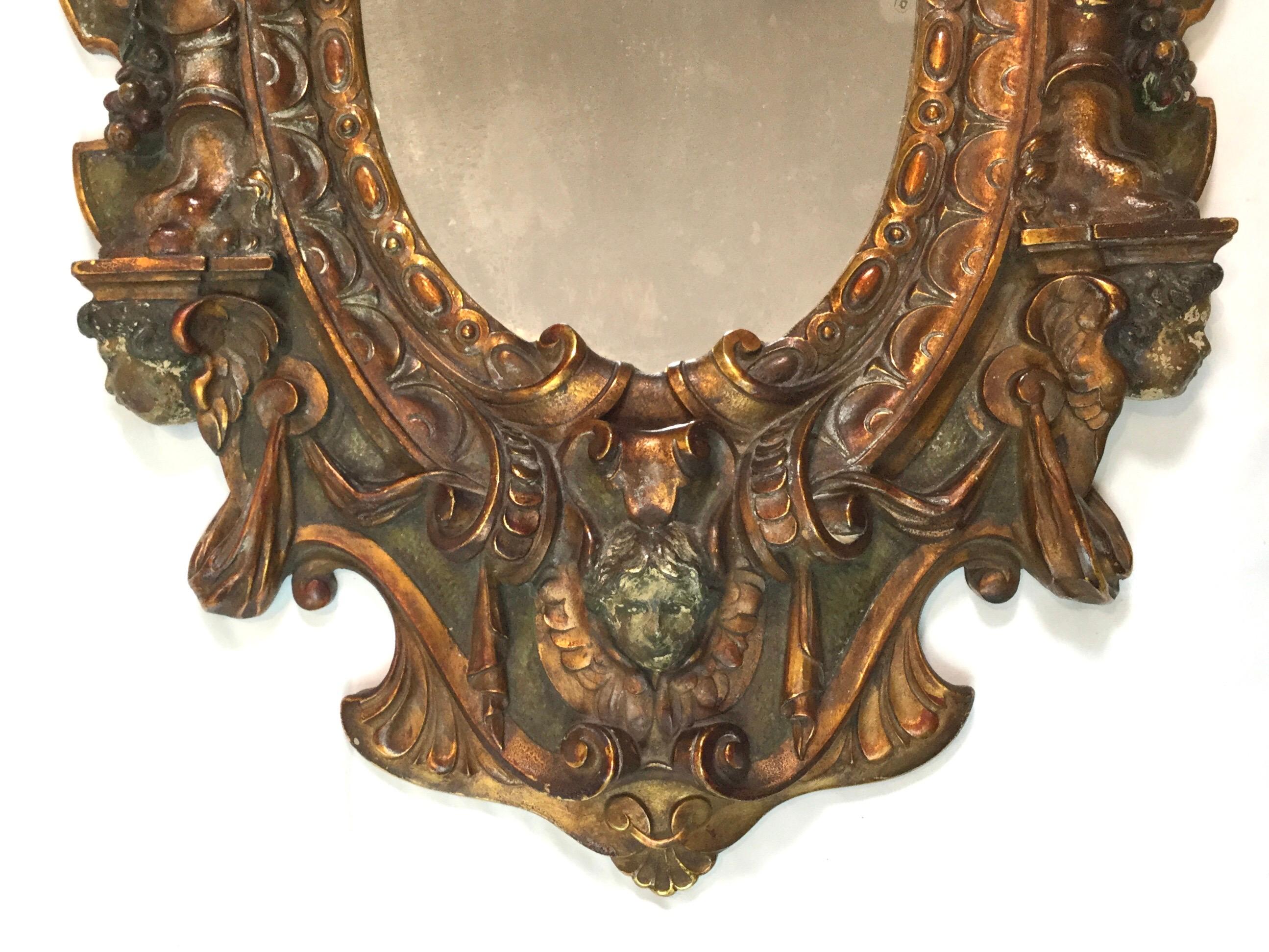Miroir de la Renaissance italienne en métal mélangé du 17e-18e siècle, fabriqué en Toscane Bon état - En vente à Lambertville, NJ