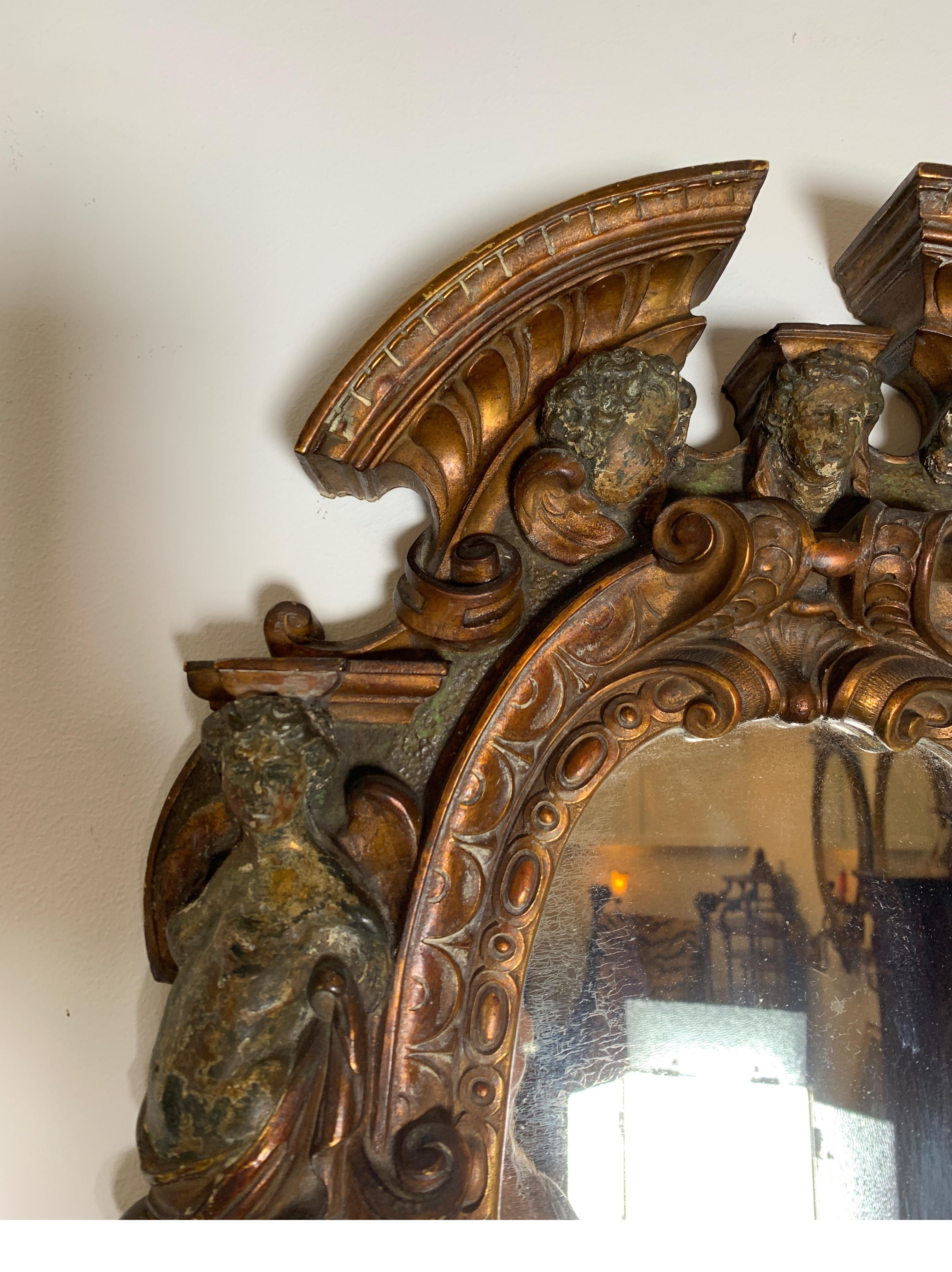 17th Century 17th-18th Century Mixed Metal Italian Renaissance Mirror, Made in Tuscan Italy