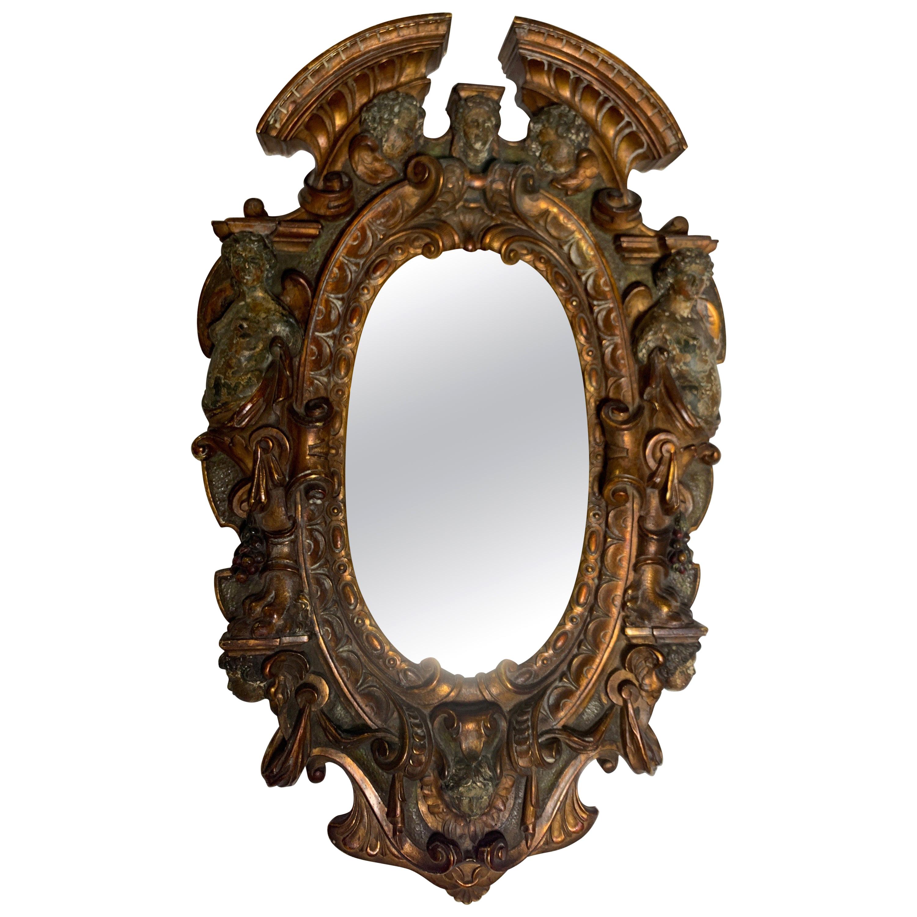 17th-18th Century Mixed Metal Italian Renaissance Mirror, Made in Tuscan Italy