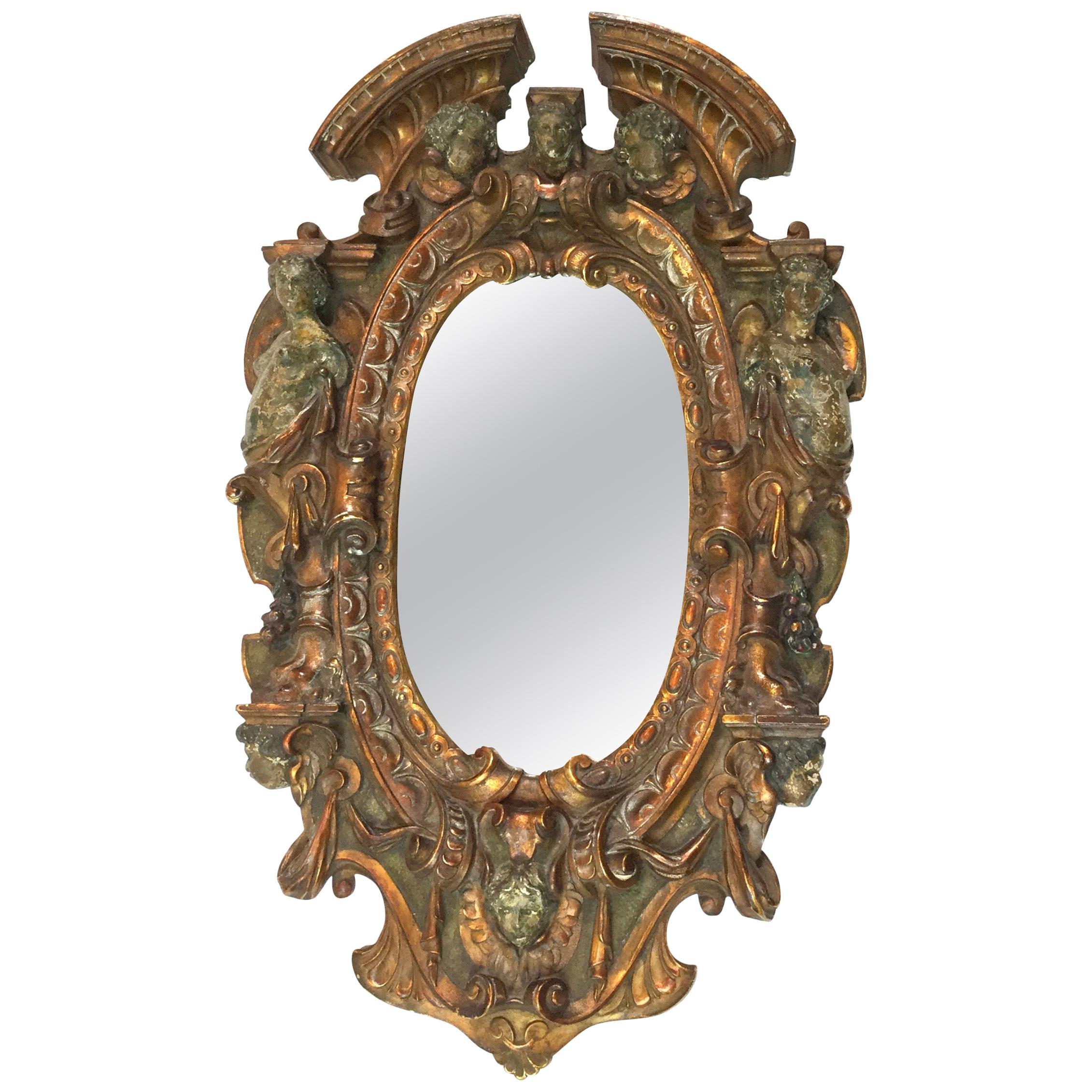 17th-18th Century Mixed Metal Italian Renaissance Mirror, Made in Tuscan Italy For Sale