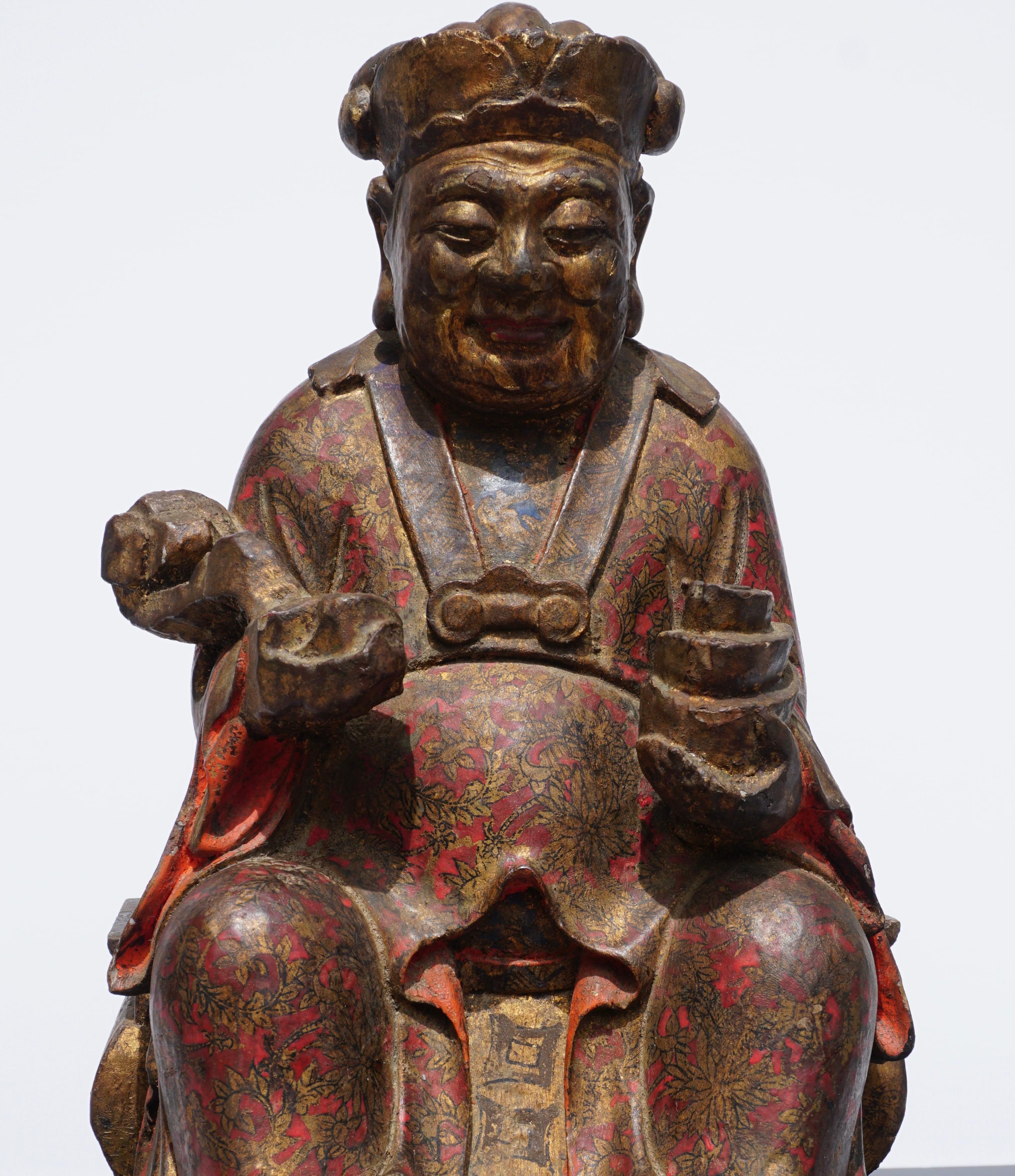 17th-18th Century Polychromed Carved Buddha Statue 3