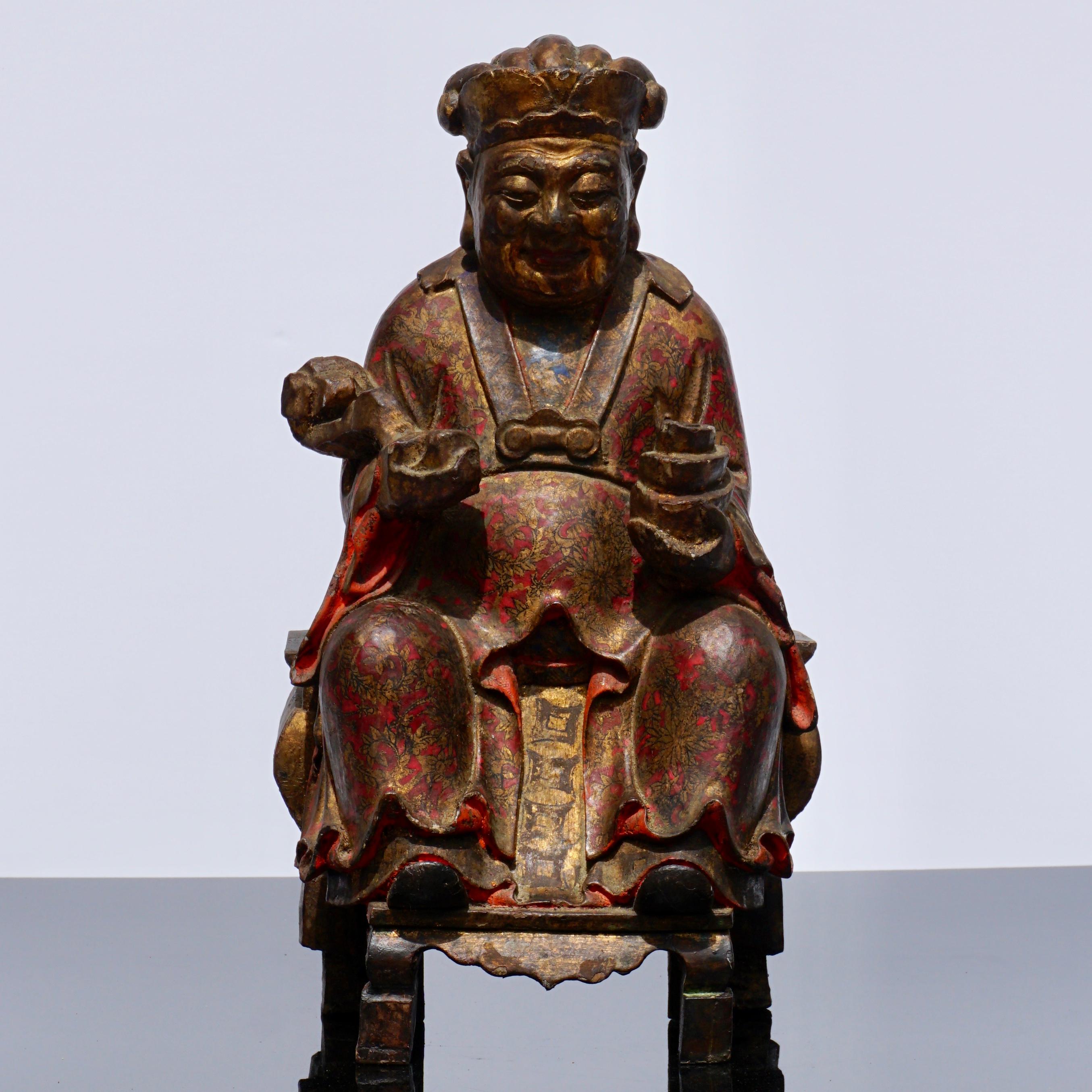 17th-18th Century Polychromed Carved Buddha Statue 4