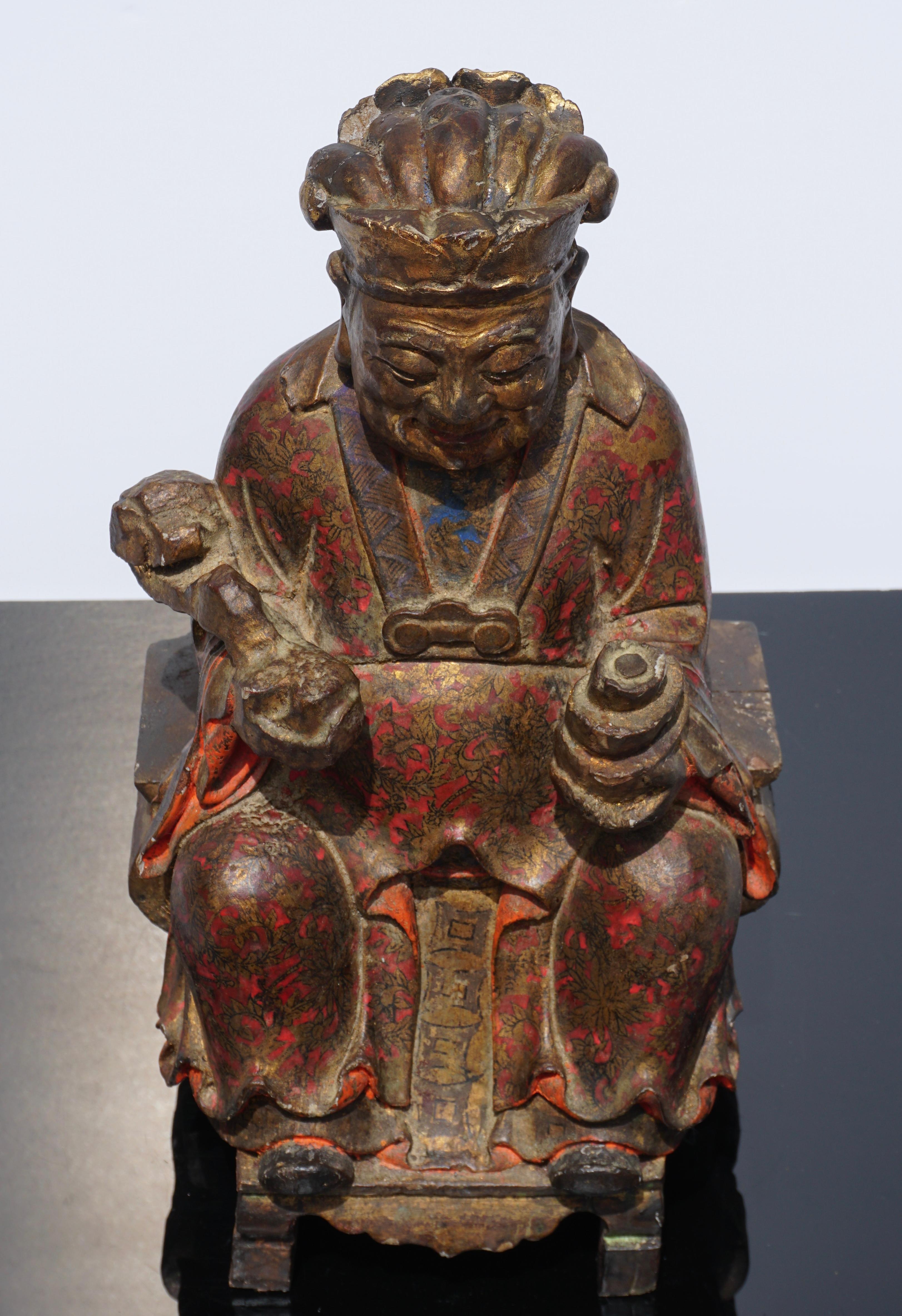 17th-18th Century Polychromed Carved Buddha Statue 5