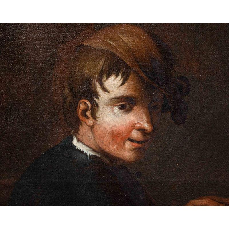 Italian 17th - 18th Century Portrait of Guy Painting Oil on Canvas by Area of Amorosi For Sale