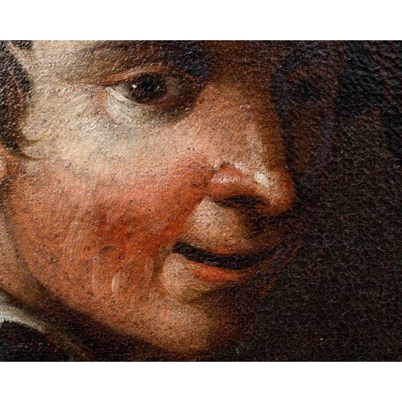 Oiled 17th - 18th Century Portrait of Guy Painting Oil on Canvas by Area of Amorosi For Sale