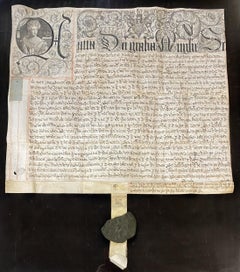 17th/18th Century Queen Anne Letters Patent on Vellum with Partial Great Seal