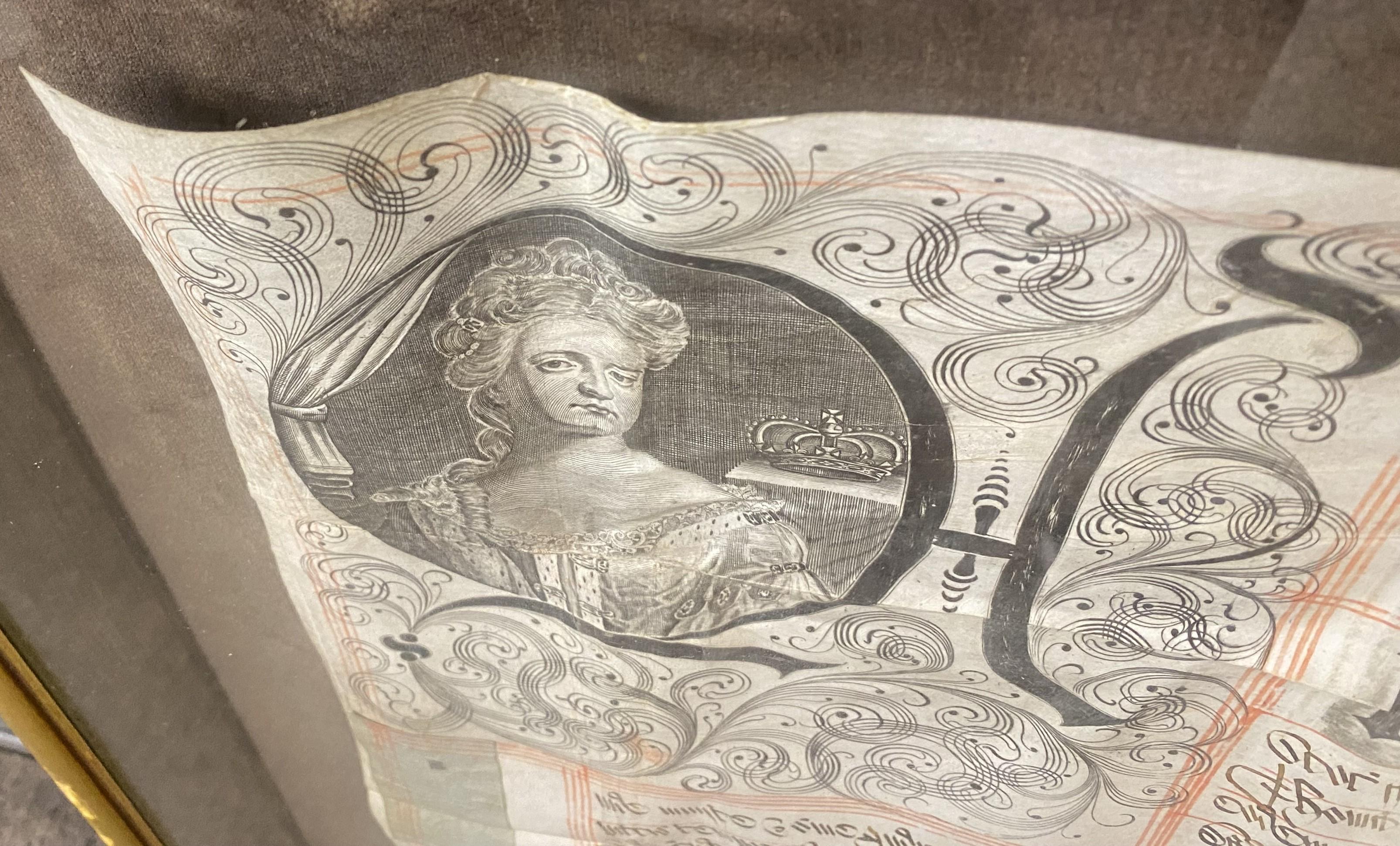 Lettres patentes du 17e/18e siècle de la Queen Anne sur Vellum avec Grand Sceau partiel en vente 1
