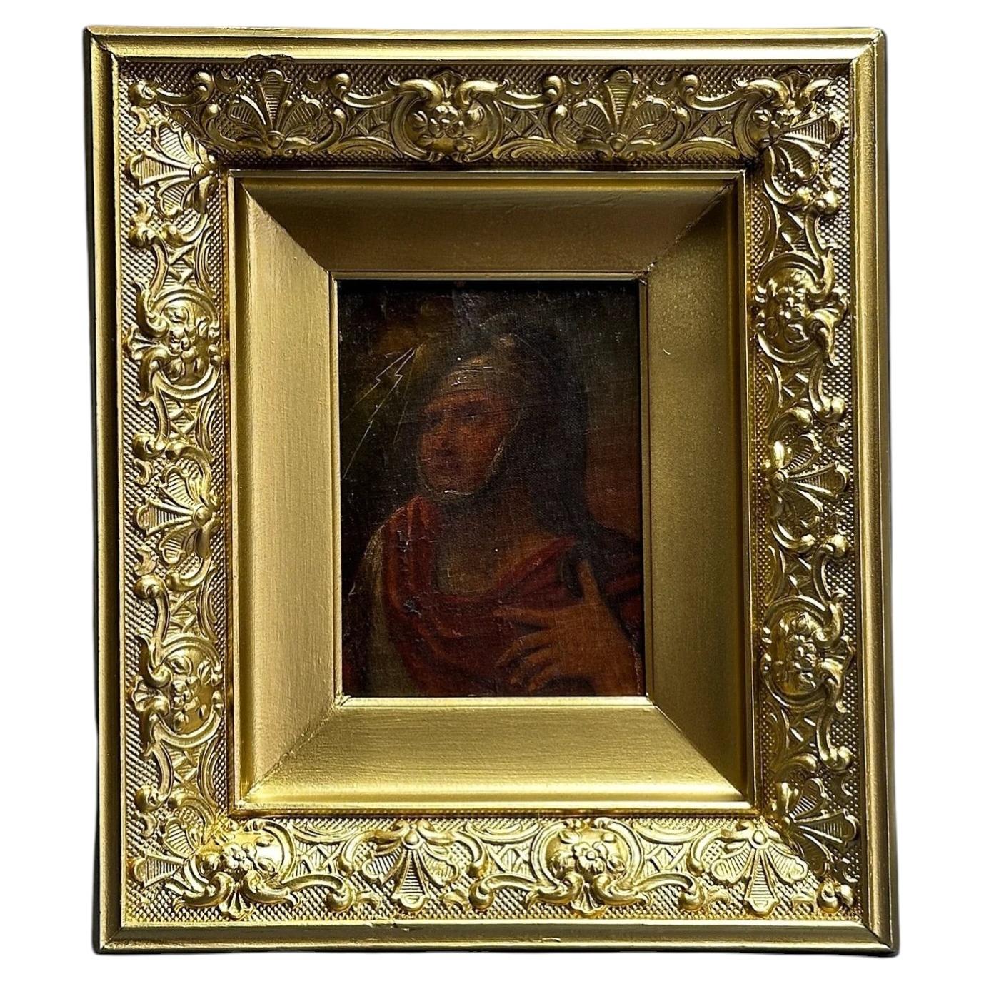 17th-18th Century Saint Longinus, Religious Oil Painting on Canvas Laid on Panel For Sale