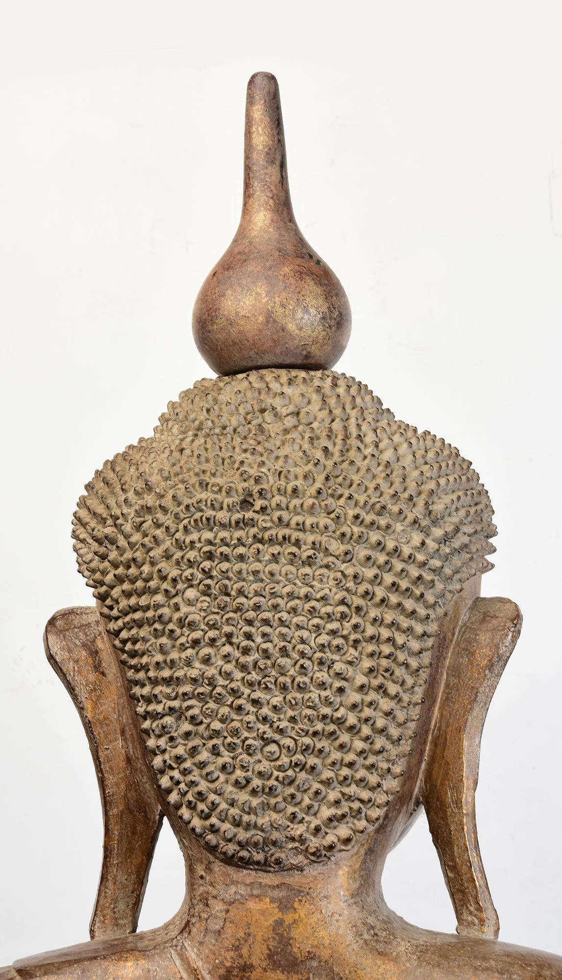 17th - 18th Century, Shan, Antique Burmese Wooden Seated Buddha For Sale 6