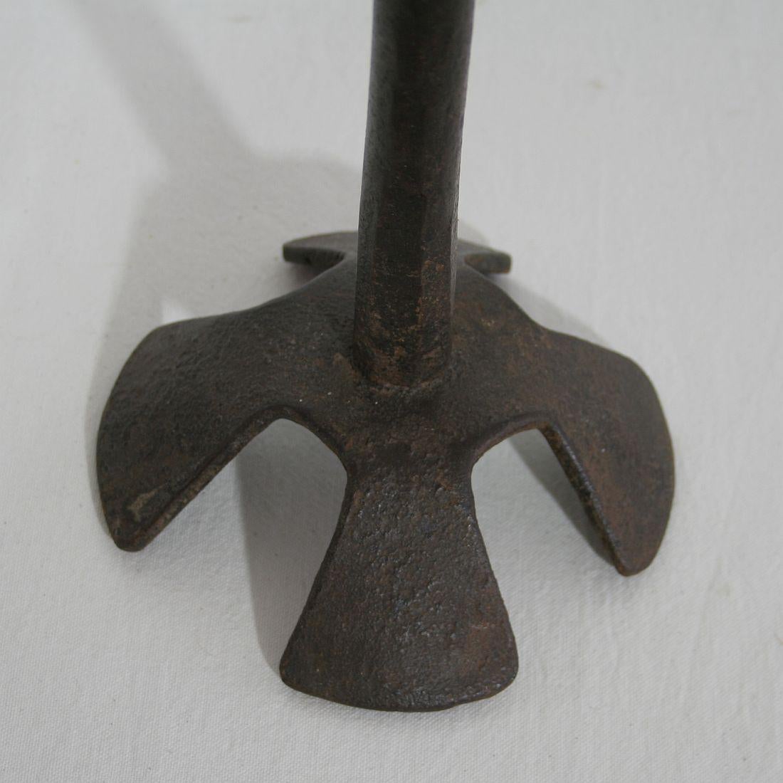 17th-18th Century Spanish Hand Forged Iron Candleholder 5