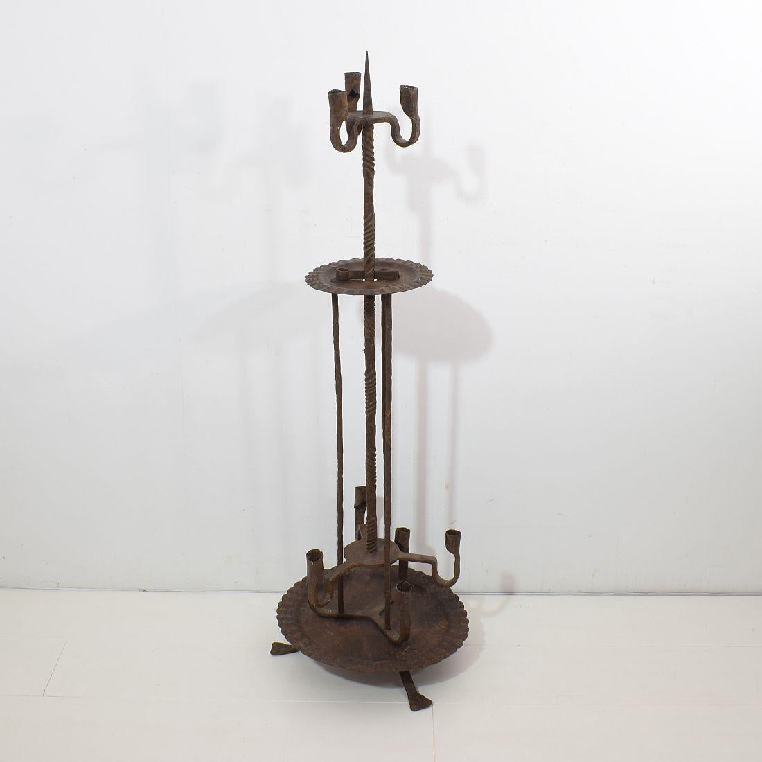 17th-18th Century Spanish Hand Forged Iron Candleholder 5
