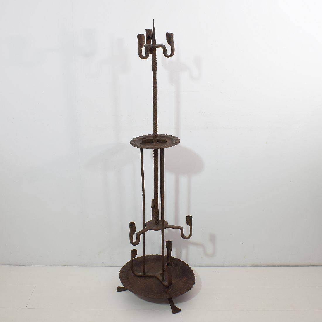 17th-18th Century Spanish Hand Forged Iron Candleholder 6