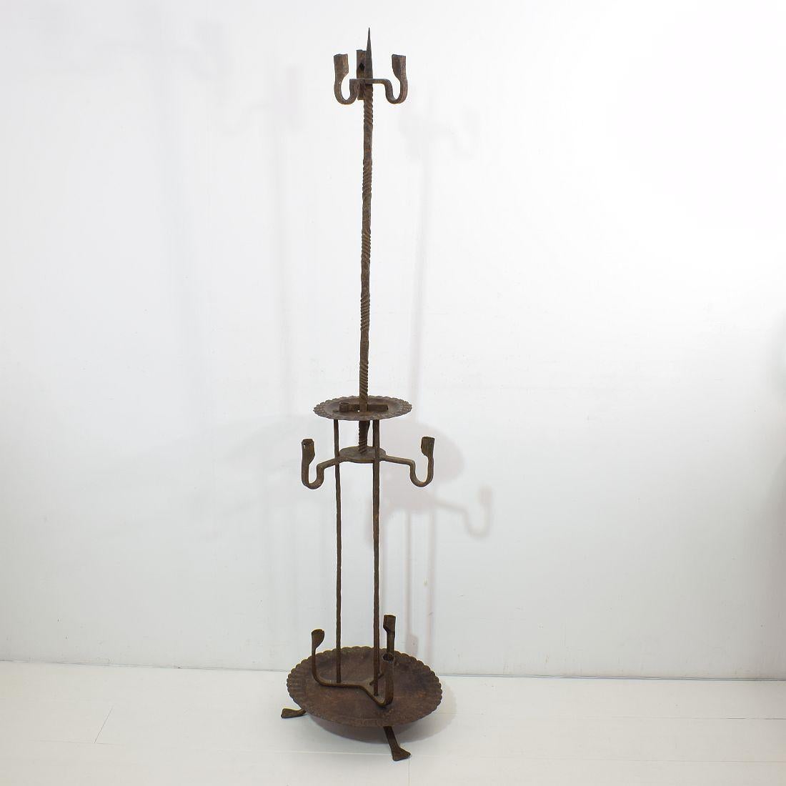 17th-18th Century Spanish Hand Forged Iron Candleholder 8
