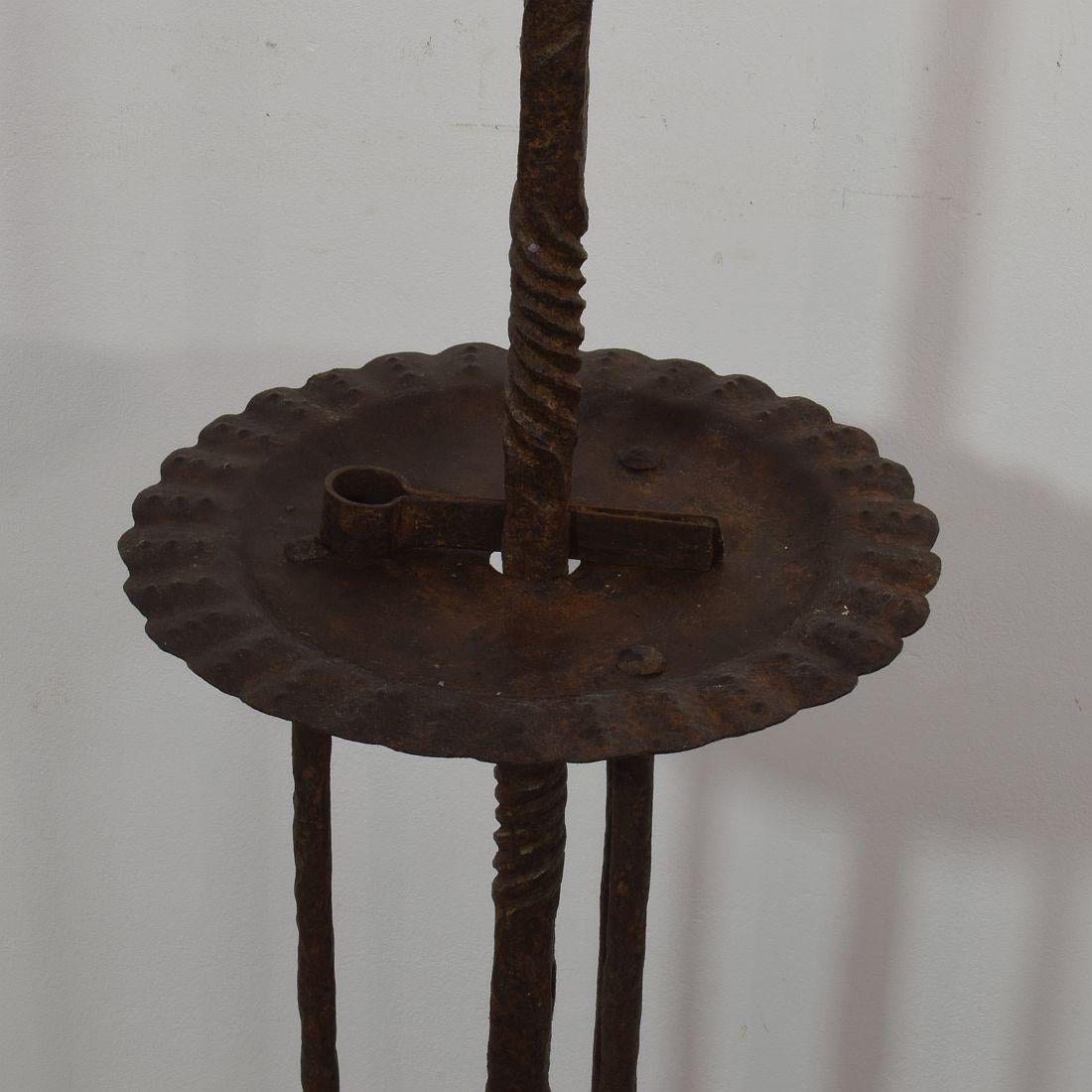 17th-18th Century Spanish Hand Forged Iron Candleholder 10