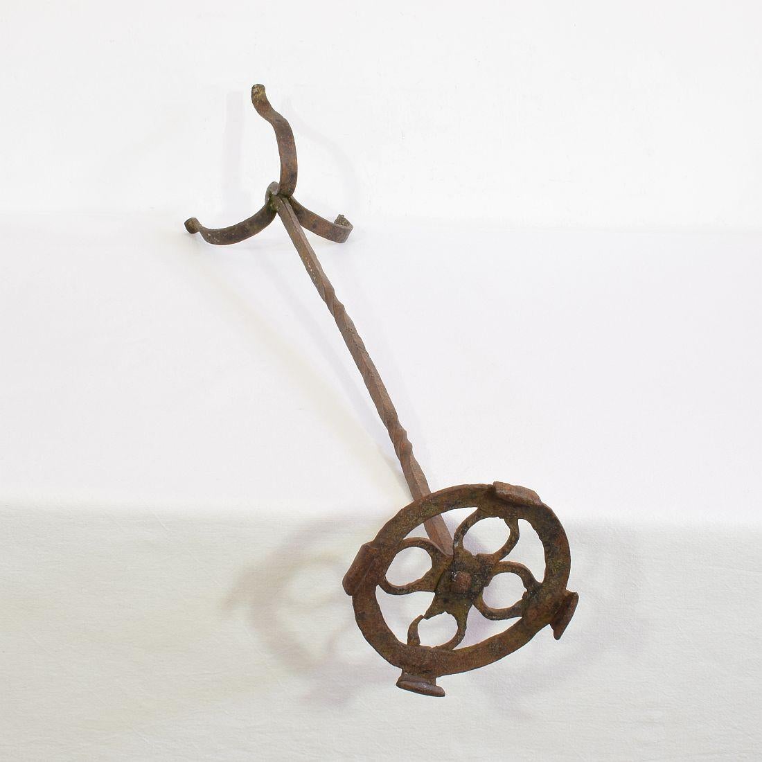 17th-18th Century Spanish Hand Forged Iron Candleholder For Sale 9