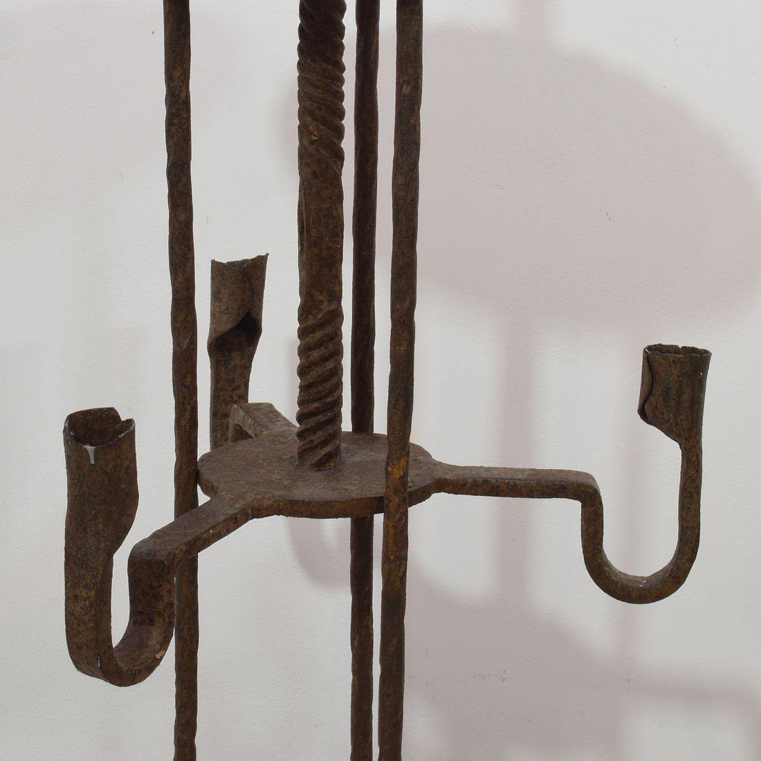 17th-18th Century Spanish Hand Forged Iron Candleholder 11