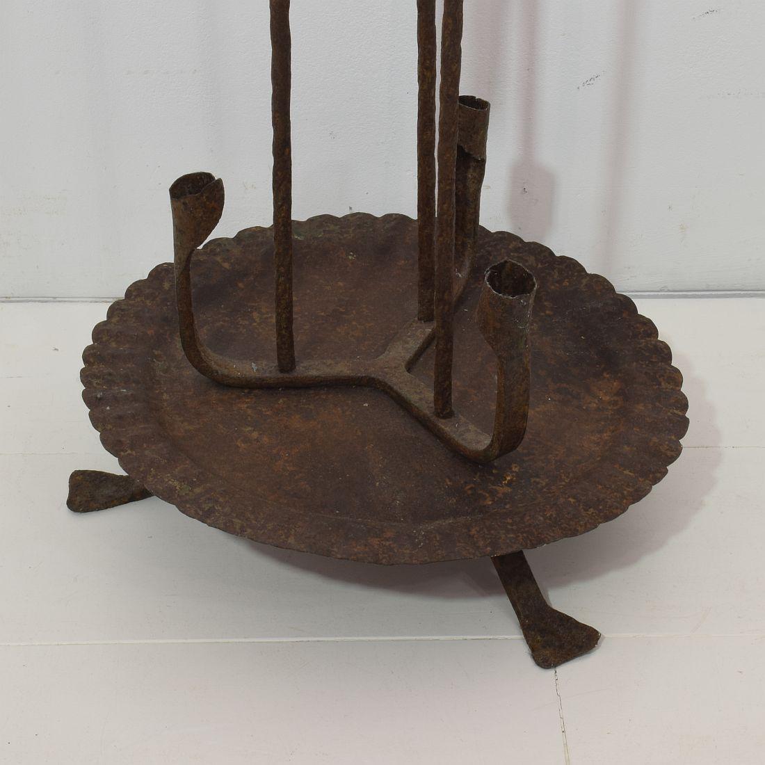 17th-18th Century Spanish Hand Forged Iron Candleholder 12