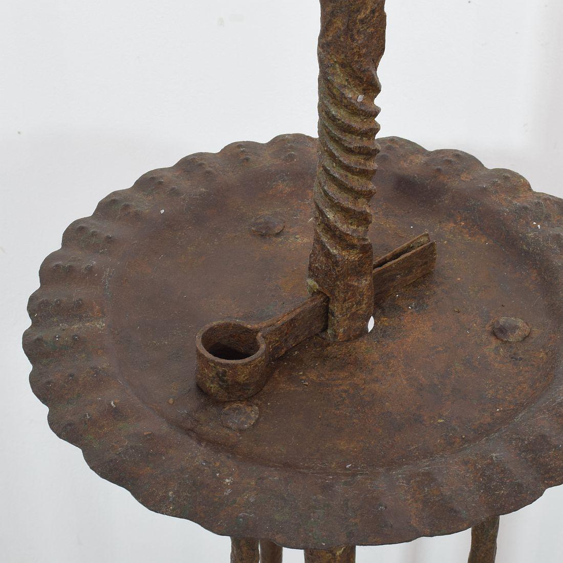17th-18th Century Spanish Hand Forged Iron Candleholder 13
