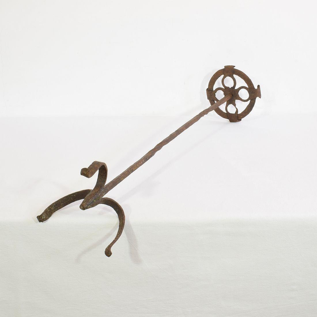 17th-18th Century Spanish Hand Forged Iron Candleholder For Sale 12