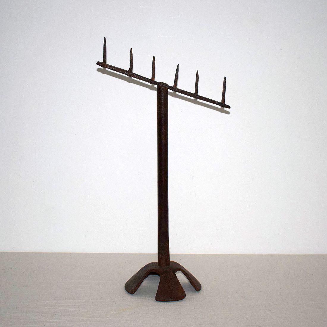 Very old wrought iron candleholder for several candles. Unique piece, Spain, circa 1650-1750.
