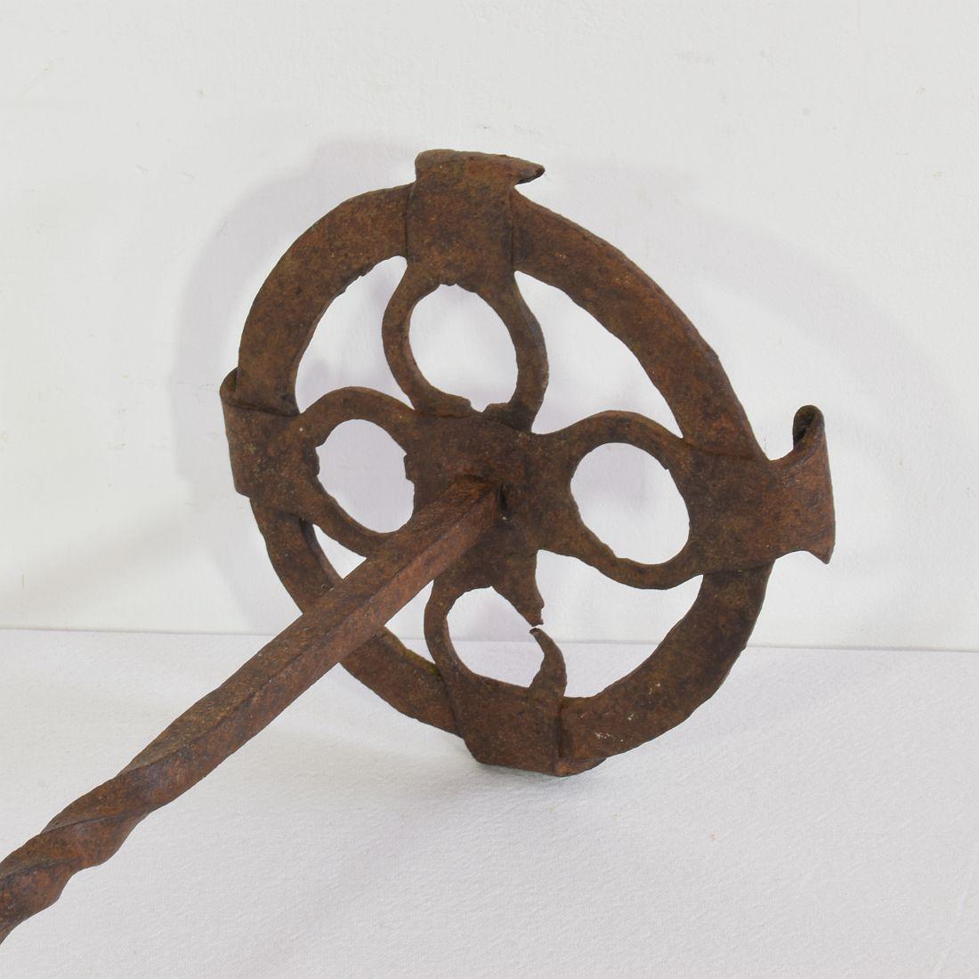 17th-18th Century Spanish Hand Forged Iron Candleholder For Sale 14