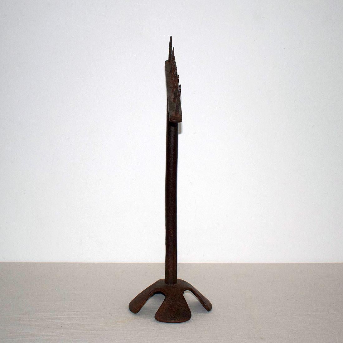 18th Century and Earlier 17th-18th Century Spanish Hand Forged Iron Candleholder