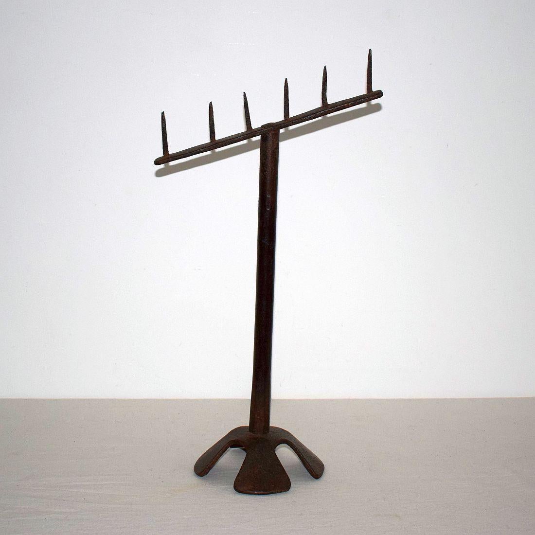 Wrought Iron 17th-18th Century Spanish Hand Forged Iron Candleholder