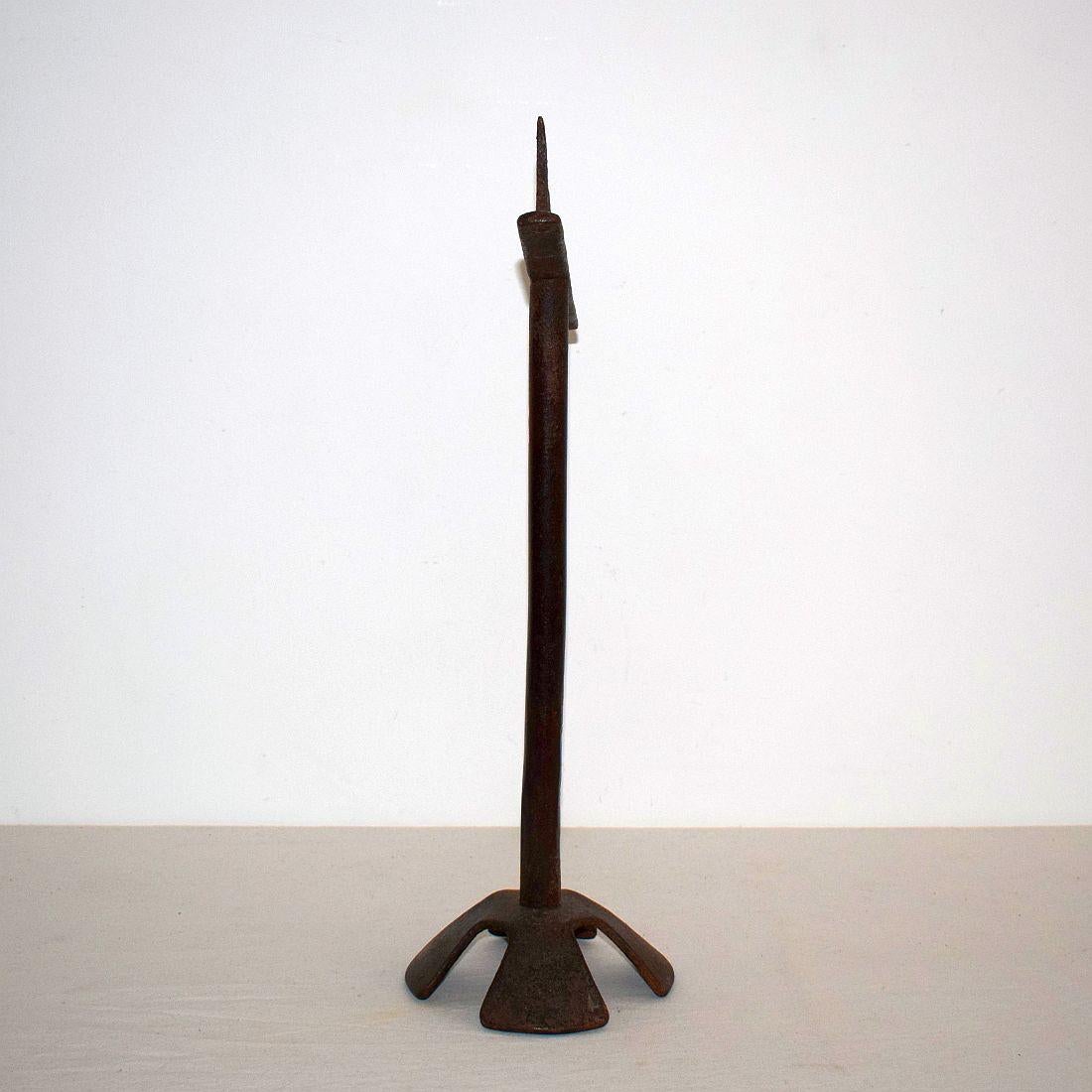 17th-18th Century Spanish Hand Forged Iron Candleholder 1