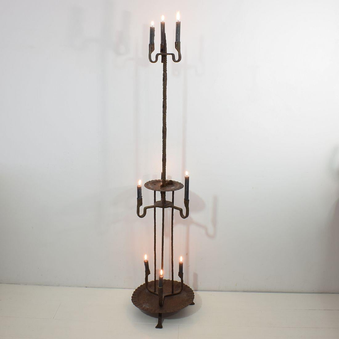 17th-18th Century Spanish Hand Forged Iron Candleholder 3
