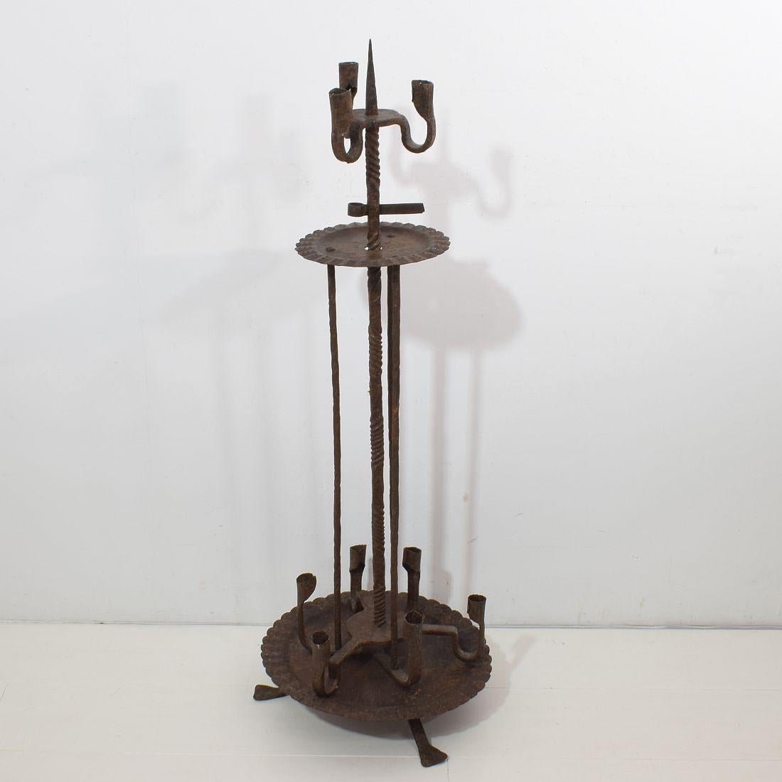 17th-18th Century Spanish Hand Forged Iron Candleholder 4