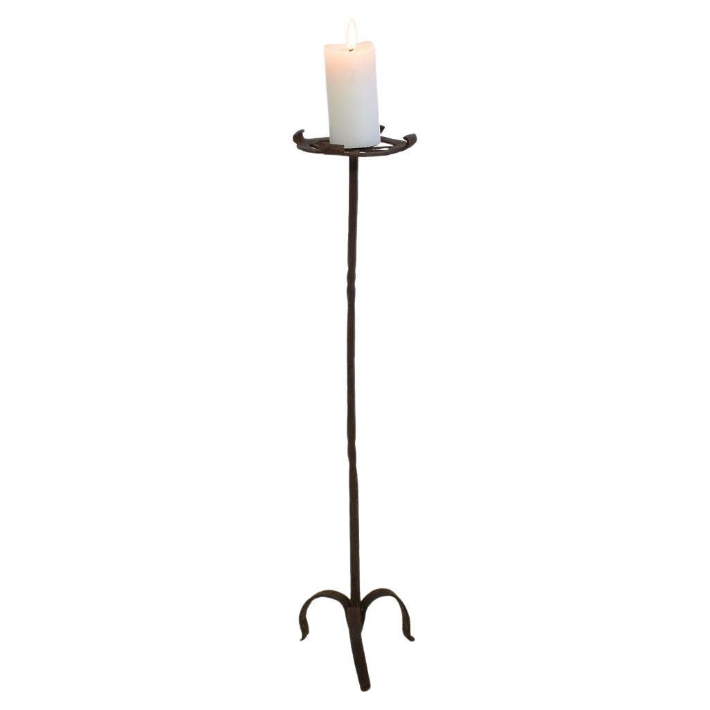 17th-18th Century Spanish Hand Forged Iron Candleholder