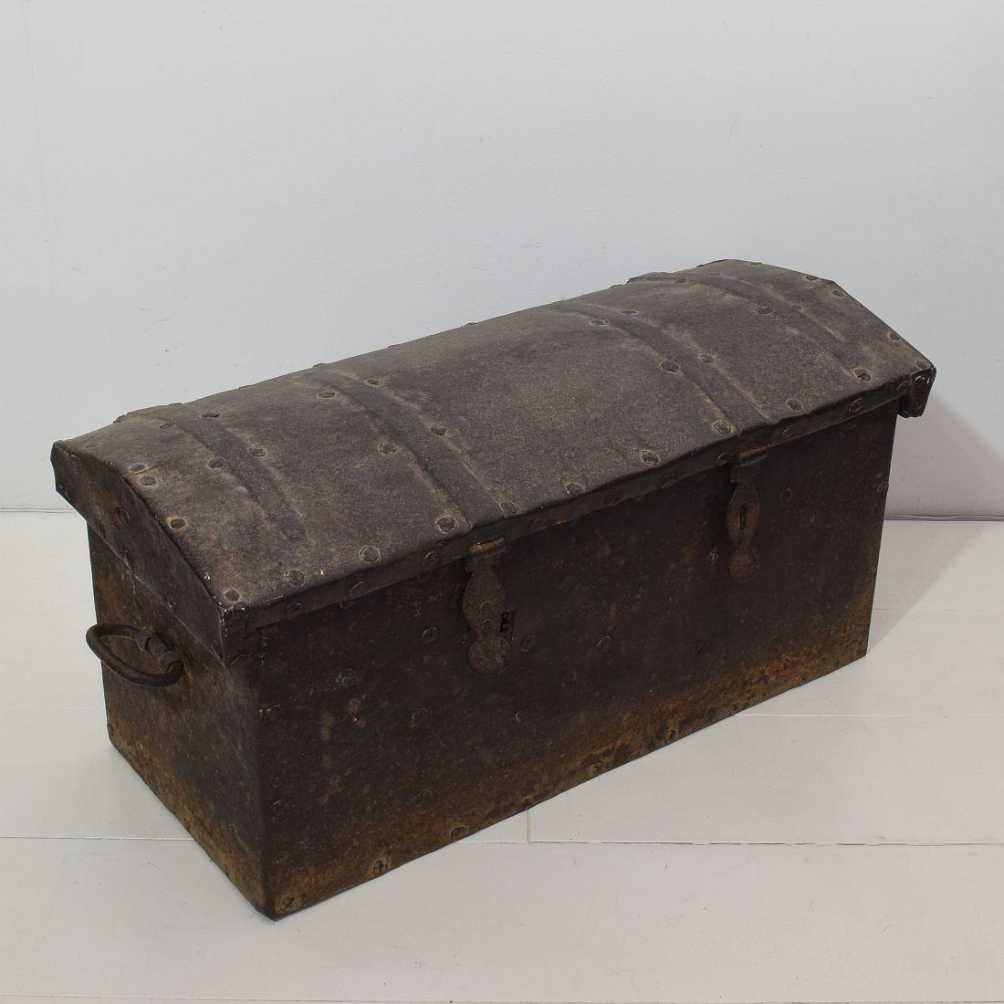 Baroque 17th-18th Century Spanish Iron with Wood Strongbox