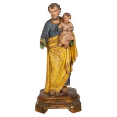 17th/18th Century Spanish Polychromed Statue of Saint Joseph with Infant Christ